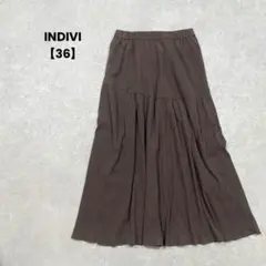 INDIVI/ロングフレアスカート/36/ブラウン/シンプル/綺麗め