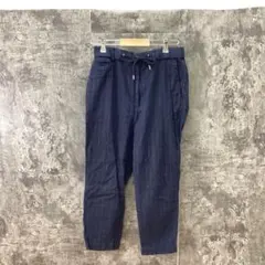 ✨グローバルワーク✨テパードパンツ♡イージーパンツ♡ストライプ♡ネイビー(M)