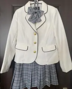 着画あり⭐︎PINK-latte 白ブレザー チェック柄スカート 3点セット　卒服