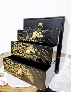 【昭和レトロ】 資生堂花椿会 高台寺風蒔絵 小物箪笥 ミニタンス