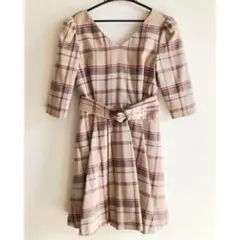 dazzlin チェックミニワンピース ベージュ