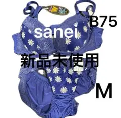 新品 レース ブラジャー ショーツ 上下 2点 セット B75 M ネイビー