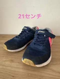 asics ネイビー/ピンク ランニングシューズ
