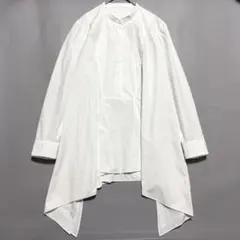 美品✨アドーア クリアコットンスタンドカラーブラウス 変形 アシンメトリー 白のサムネイル