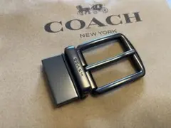 新品正規品COACHロゴ入りのプレートリバーシブルスライドガンメタル