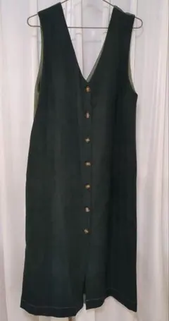 ダークグリーン　ベスト·ジレ·ワンピース
