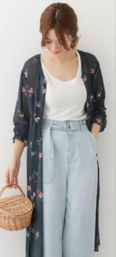 アーバンリサーチ ドアーズ ダークフラワー シフォン ガウン ワンピース 長袖