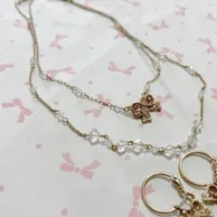 ジルスチュアート ネックレス　ピアス　セット　リボン　ピンクゴールド系のサムネイル