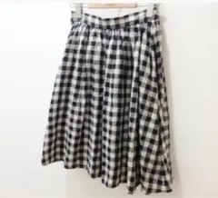 アーバンリサーチドアーズ リネンギンガムギャザースカートブラック 未使用品