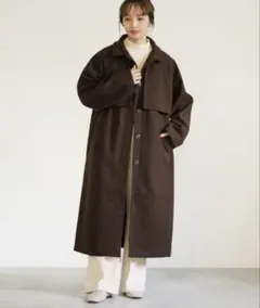 select MOCA スタンドカラーフェイクウールケープロングコート