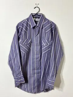 80年代〜 Vintage KARMAN ストライプ柄 ウエスタン 長袖 シャツ