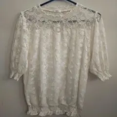 レース 五分袖 トップス