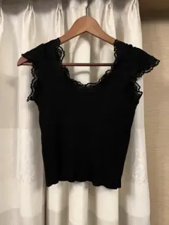 送料込み即日発送　ヴィンテージレース　レトロキャミソール　ブラック