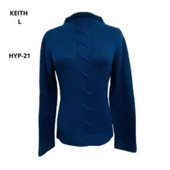 キース KEITH 長袖セーター ウール混 ネイビー Lのサムネイル