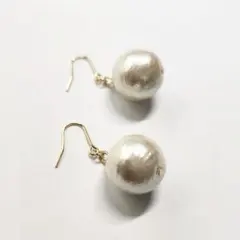 【60】コットンパールピアス (12mm)