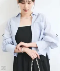 VIS 【防シワ/接触冷感/洗える】ボリュームスリーブショート丈シアーシャツのサムネイル