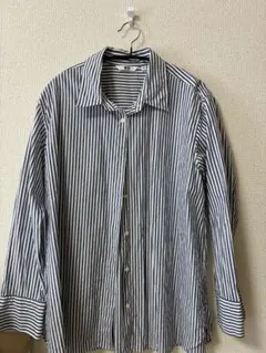 UNIQLO ストライプ柄 長袖シャツ XL ネイビーホワイト