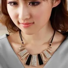 ブラック 黒 ラインストーン ネックレス ヴィンテージ レトロ #C903-1