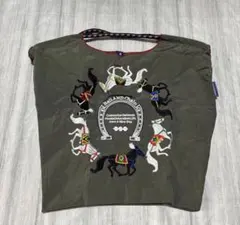 ✨新品M ボールアンドチェーン 馬 エコバッグ 韓国 刺繍 グレー 軽量 大容量