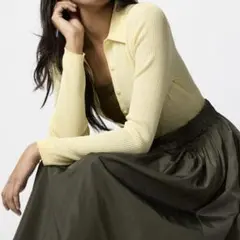 UNIQLO リブポロカーディガン yellow