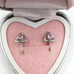 ​【極美品・箱付】クレージュ イヤリング ピンクストーン シルバー 希少デザイン