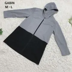 ガビン　パーカー　フード付　コート　ジップ裏起毛　切替　バイカラー　M〜L 灰黒