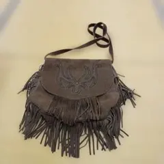 ブラウン フリンジ付きショルダーバッグ