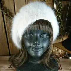 BNA11 アンゴラ ニット ホワイトベージュ ベレー帽