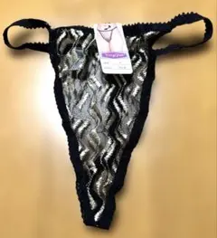YongQian Tバック ブラック ゴールド レース