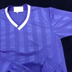 青 ストライプ Vネック シャツ