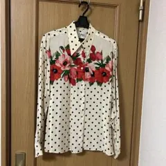 MSGM｜シルク100％ リッププリントブラウス 比翼仕立て イタリア製 総 