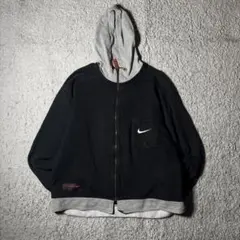 ナイキ　NIKE ジップパーカー　90s 白タグ　ワンポイント刺繍　ロゴ刺繍