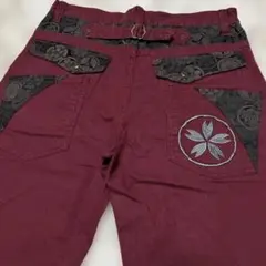 雅結 みやびむすび W34 ストレッチデニムパンツ 和柄 刺繍加工
