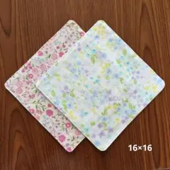 ハンドメイド ベビーキッズガーゼハンカチ2枚セット(16×16)ねこ2color