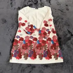 TABASA チュニックワンピース　美品　　刺繍　アップリケ　デザインワンピ