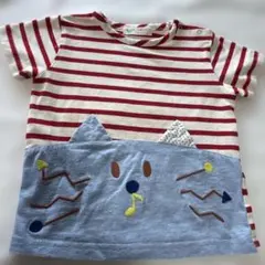 BABY CHEER ネコの赤いボーダーTシャツのサムネイル