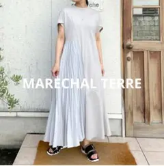 美品 MARECHALTERRE 異素材プリーツ切り替えワンピース