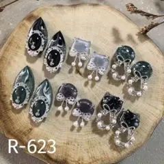 R-623 ✳︎レジンカボション✳︎シルバー♡.*