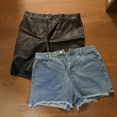 レザーショートパンツ デニムショートパンツ セット売り