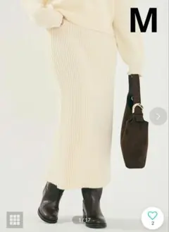 coca コカ ラメニットIラインスカート M アイボリー