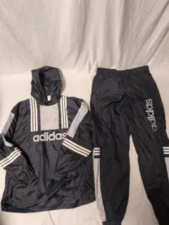 adidas ナイロンジャケット セットアップ 90s 黒 メンズ 2XL