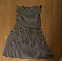 ワンピース H＆M ボーダー 女の子 ノースリーブ フリル 130 140 黒白