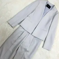 極美品 グリーンレーベル ノーカラー セットアップ パンツスーツ 洗える M