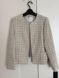 【美品】デッサン　ノーカラーツイードジャケット サイズM