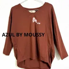 꽃 자수 AZUL BY MOUSSY V 넥 컷 톱 브라운 큰 S 사이즈