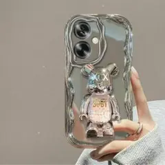 OPPO A79 5G　スマホケース　横も立てもOK　波紋　3D　クマ