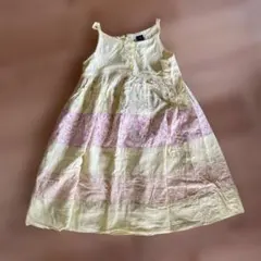 イエロー ノースリーブ ワンピース