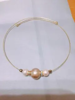 コットンパール フープネックレス
