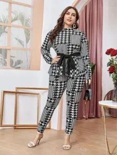 SHEINチェック柄セットアップ ブラック・ホワイト