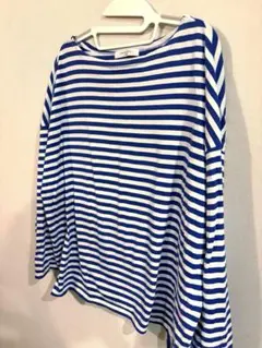 chocol raffine robe ボーダー 長袖ブルーカットソー